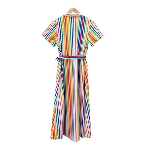 Christopher John Rogers x Target Rainbow Stripe Belted Shirt Dress Size 2 Cotton - Picture 3 of 14